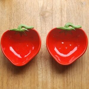SET OF 2 STRAWBERRY Shaped Bowls for Dips, Jams, Nuts, Candy Whimsical